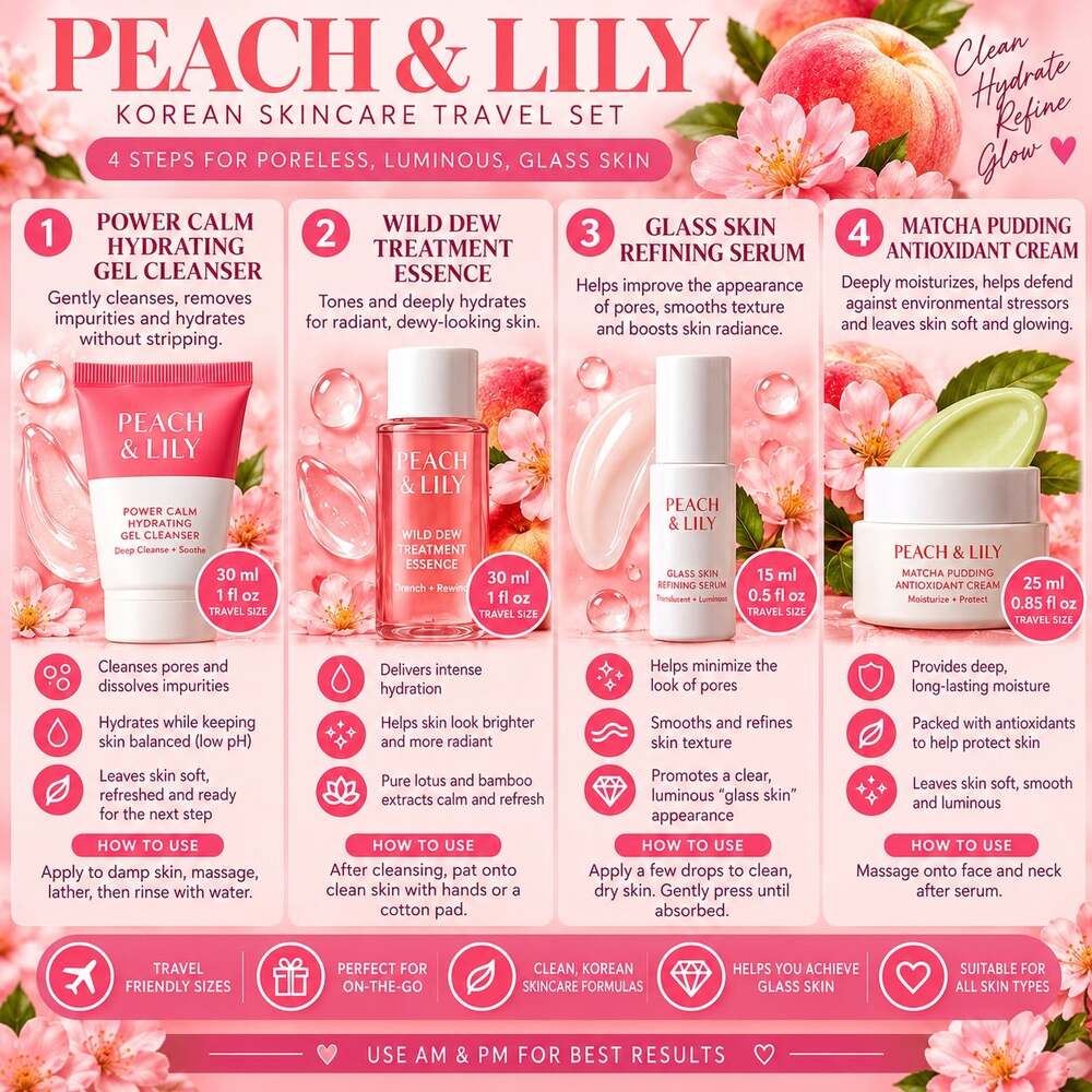 Peach & Lily Glass Skin Discovery Kit 4-Piece Travel Skincare Set